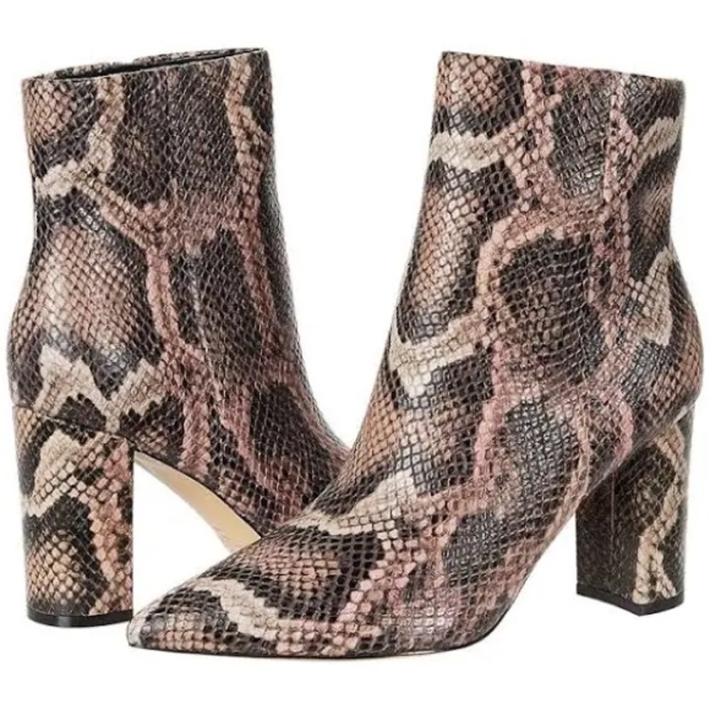 Marc Fisher Reptile Skin Rosa Leather Ankle Booties Size 6.5M Inside Zipper NWOB